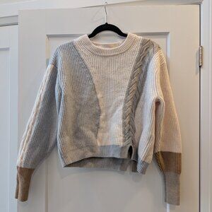 Aritzia Wilfred Lonell Merino Wool Knit Colorblock Crew Neck Sweater